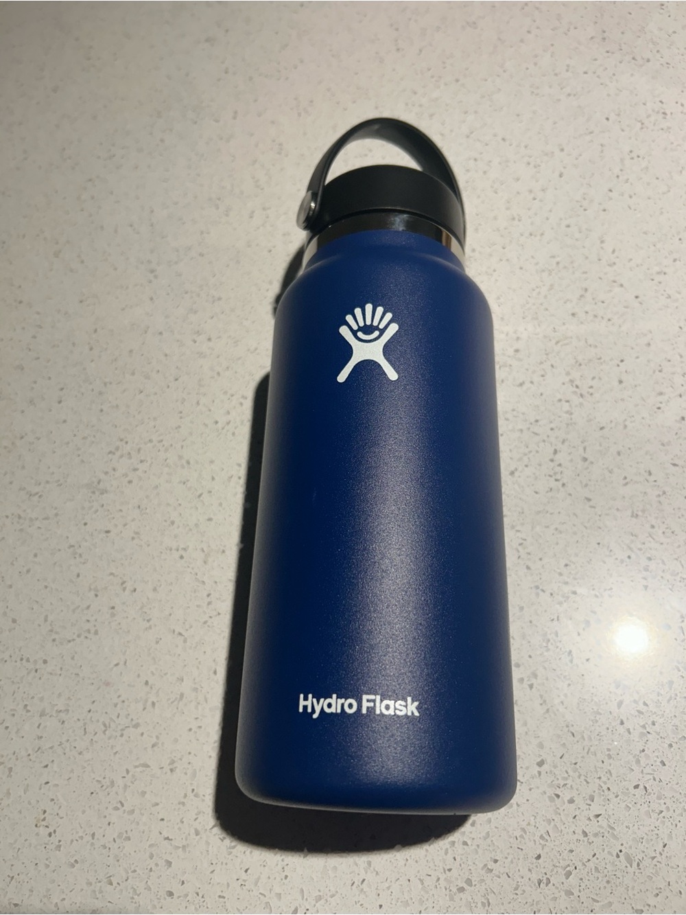 EUC HydroFlask 32 oz Wide Mouth Blue Water Bottle w/Flex Cup